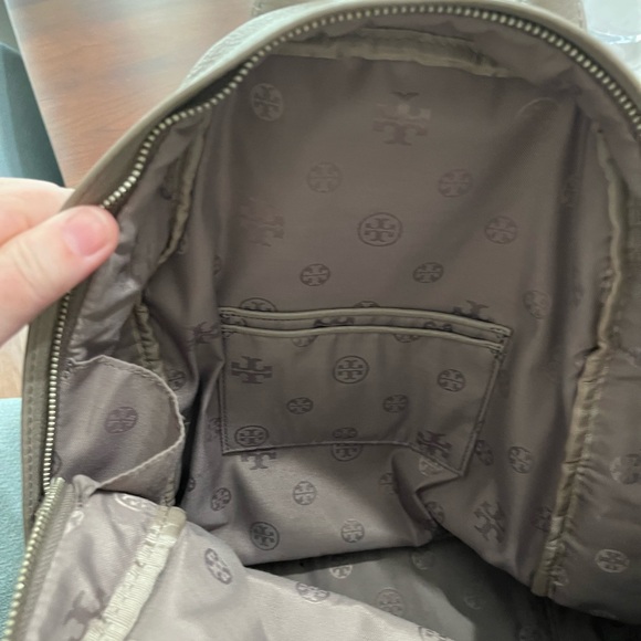 Tory Burch logo leather grey backpack main image 6